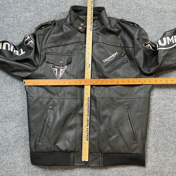 Triumph Jacket Mens XL Gotham Grey Faux-Leather Motorcycle Biker Bomber *READ - Picture 5 of 10
